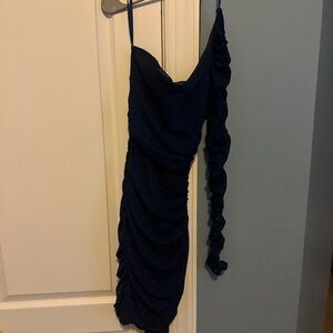 Windsor One Shoulder Navy Dress